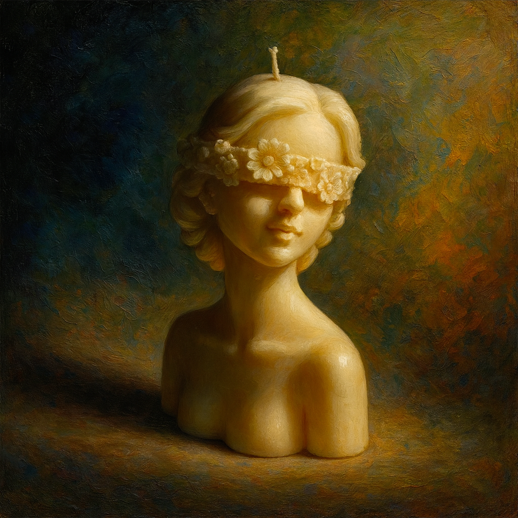 Floral Blindfold Lady Candle