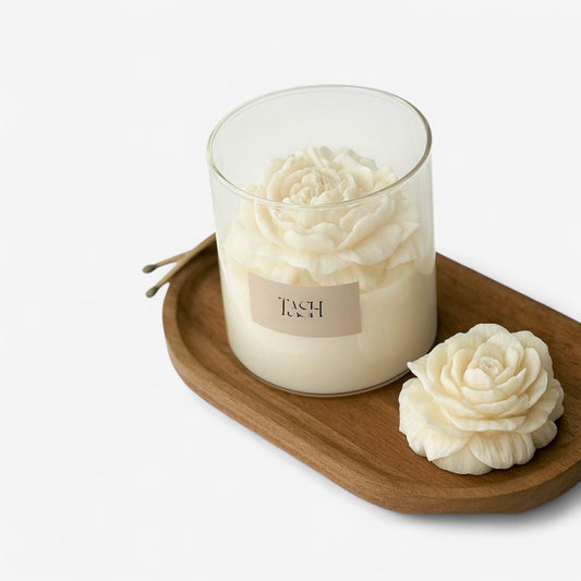 White Floral Glass Candle